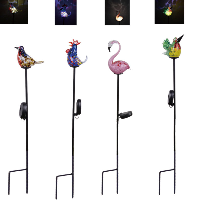 ACE TRADING - EVERGREEN 2, Meadow Creek Assorted Glass 31 in. H Bird Solar Garden Stake (Pack of 8).