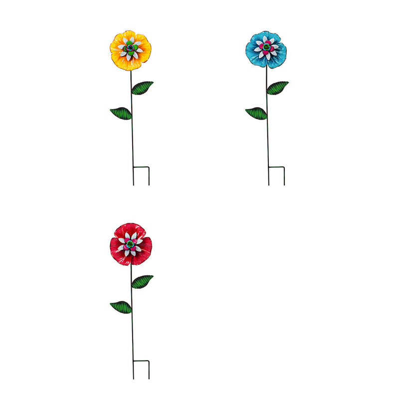 ACE TRADING - EVG FQD, Meadow Creek Assorted Iron 28.54 in. H Flower Outdoor Garden Stake (Pack of 12)
