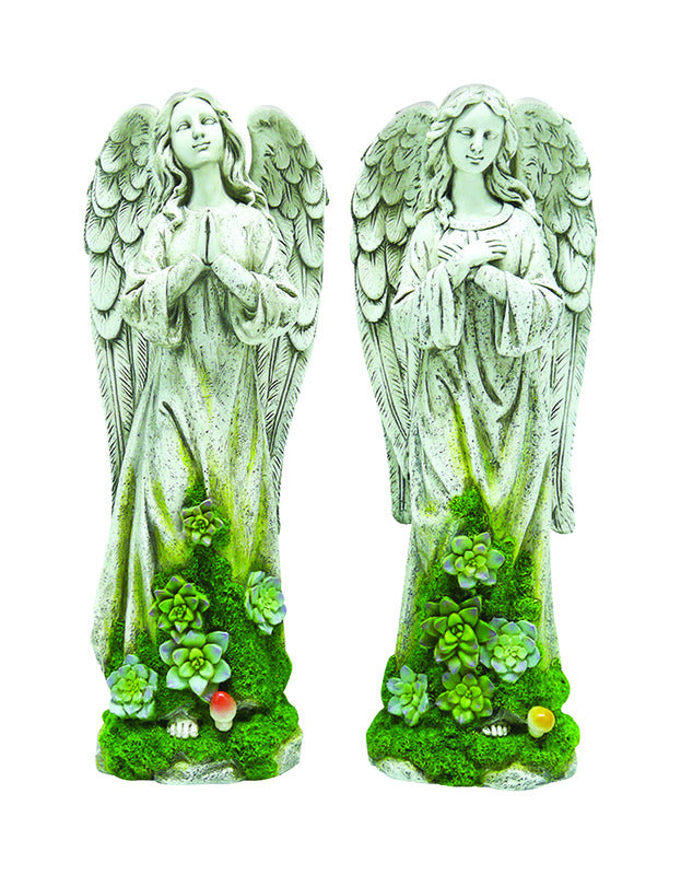 ACE TRADING - EVERGREEN 2, Meadow Creek Polyresin Gray 16 in. Succulence Angel Statue (Pack de 4).