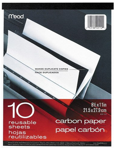 MeadWestvaco, Meadwestvaco 40112 8.5 X 11 Tablettes de papier carbone, 10 pièces