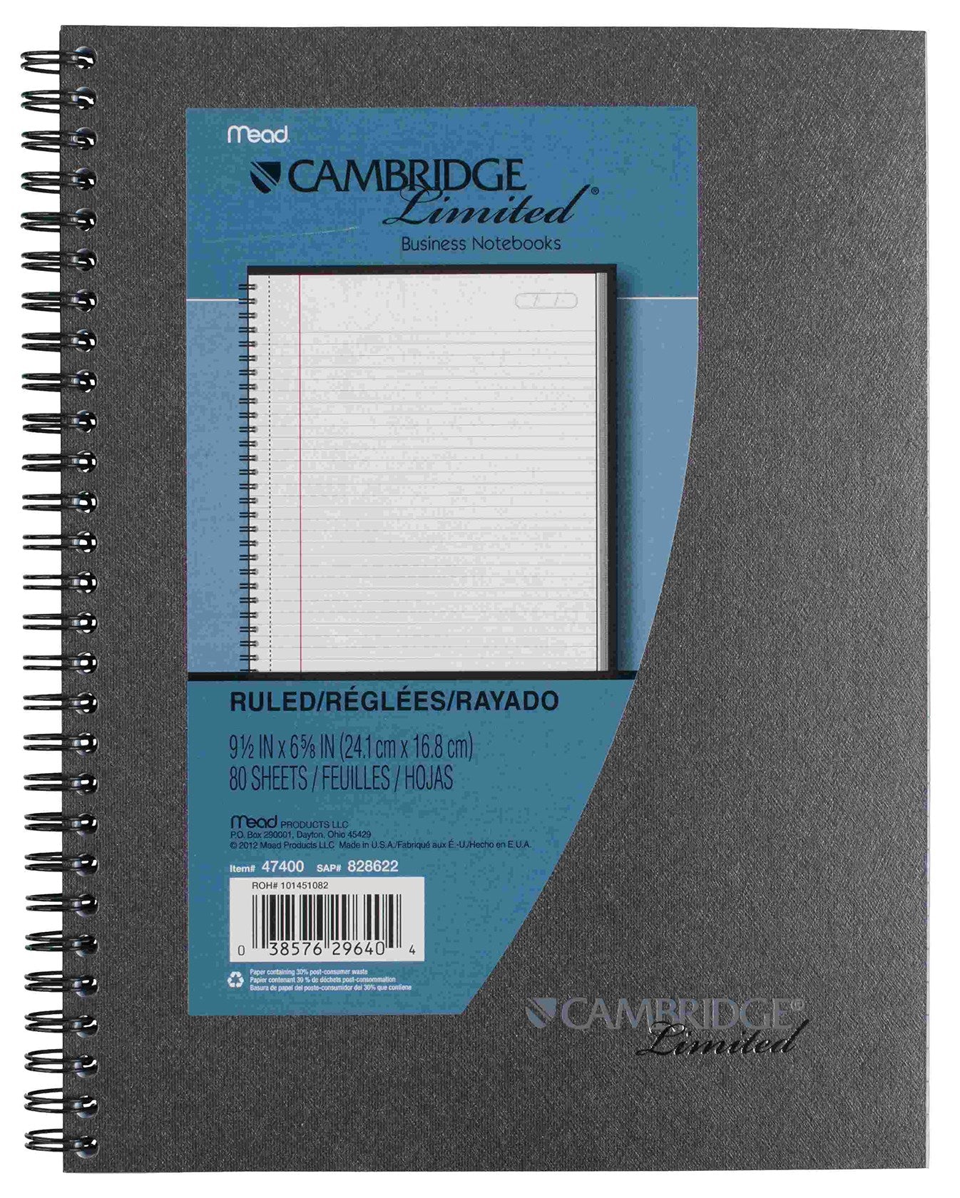 MeadWestvaco, Meadwestvaco 47400 Cahier 9.5 X 7.5 Métallique