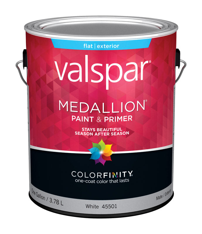 VALSPAR CORPORATION, Medallion 27-45501 GL 1 gallon de peinture d'extérieur au latex blanc mat Medallion (paquet de 4)