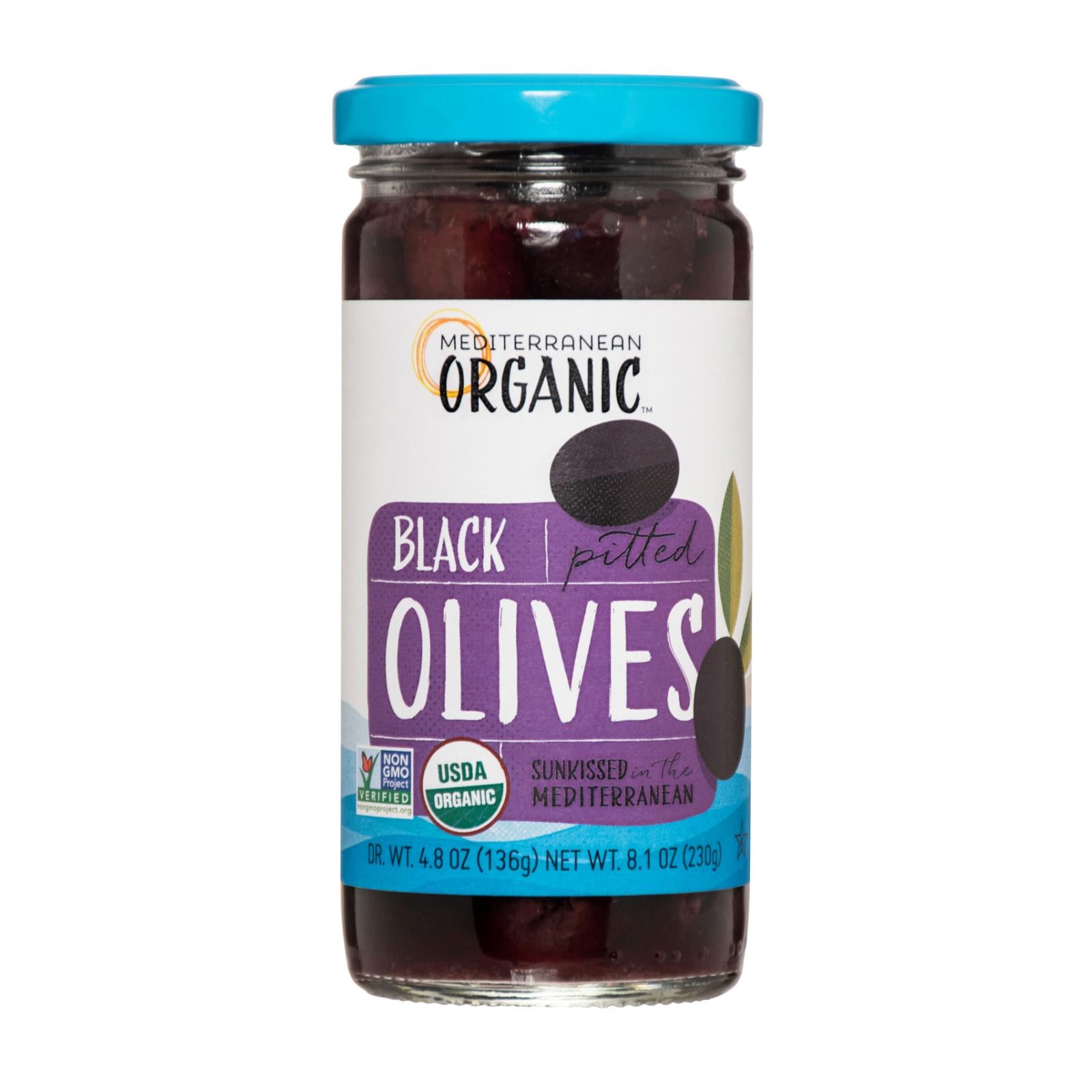 Méditerranée biologique, Mediterranean Organic Olives noires mûres dénoyautées - caisse de 12 - 8.1 OZ (paquet de 12)
