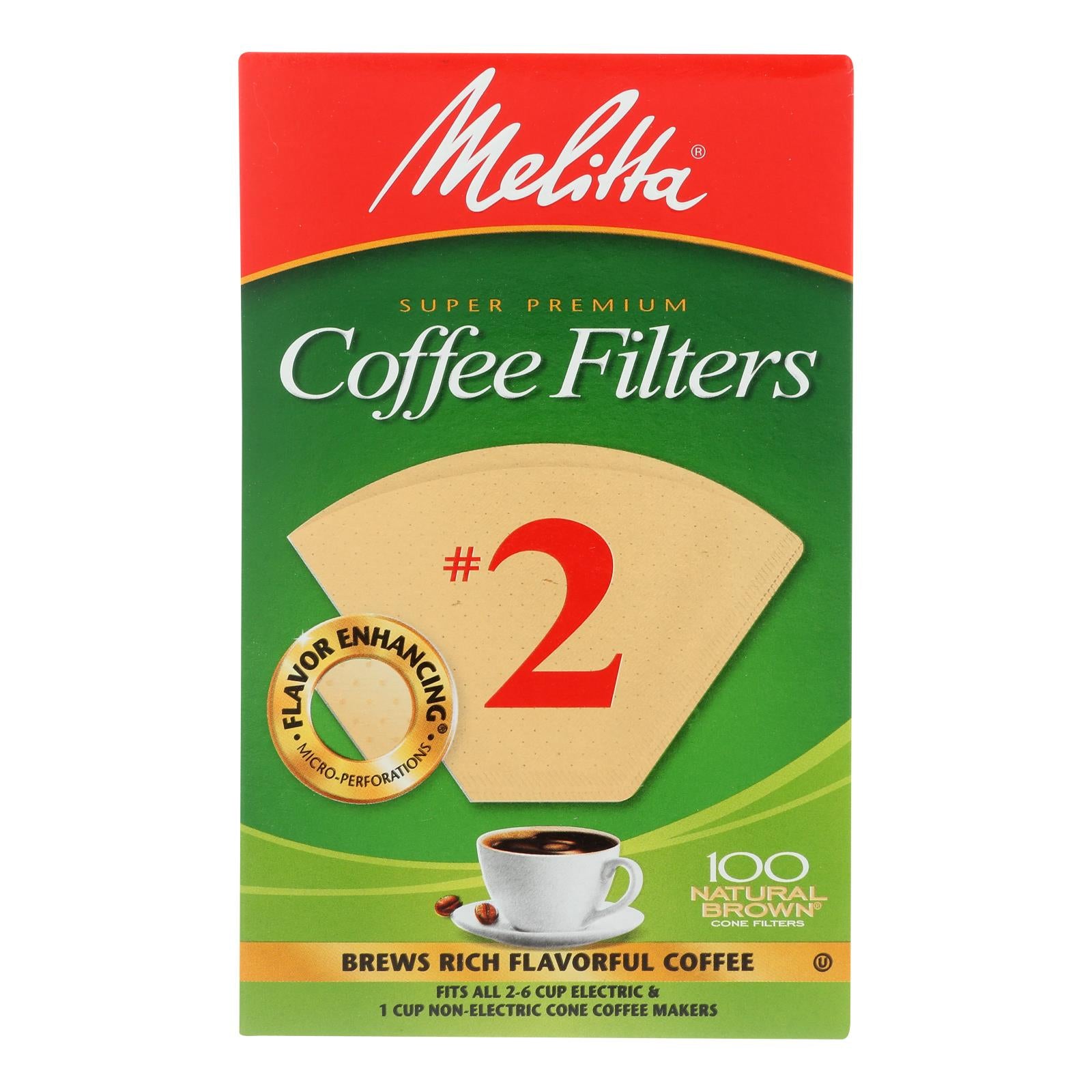 Melitta, Melitta 622752 #2 Natural Brown Cone Coffee Filters 100 Count