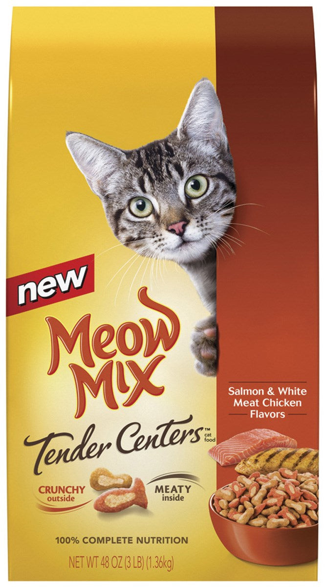 Mélange pour miaou, Meow Mix 29274-51252 3 Lb Saumon & Poulet Tender Centers nourriture pour chat (paquet de 6)