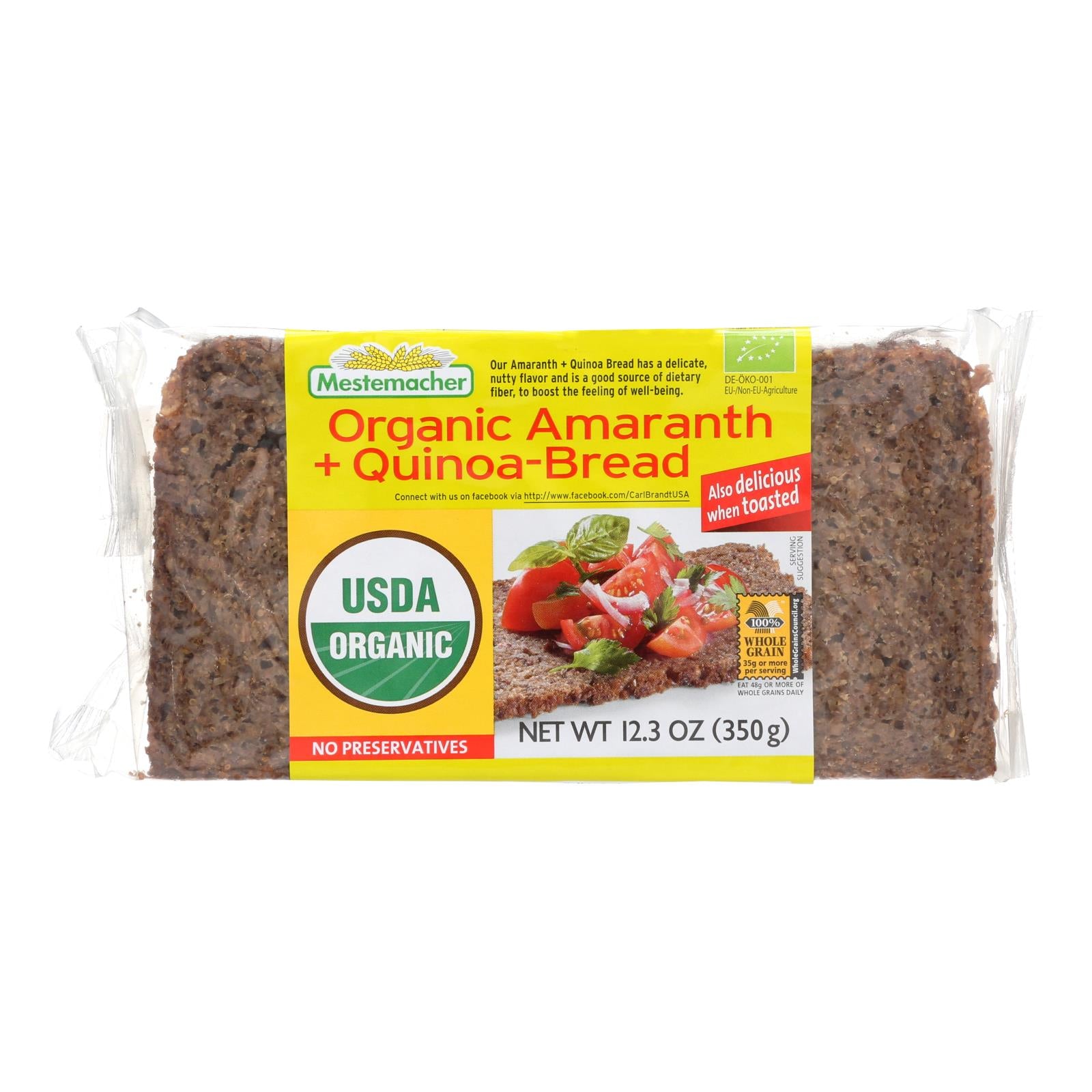 Pain Mestemacher, Mestemacher's Organic Amaranth And Quinoa Bread - Caisse de 9 - 12.3 OZ (Pack de 9)