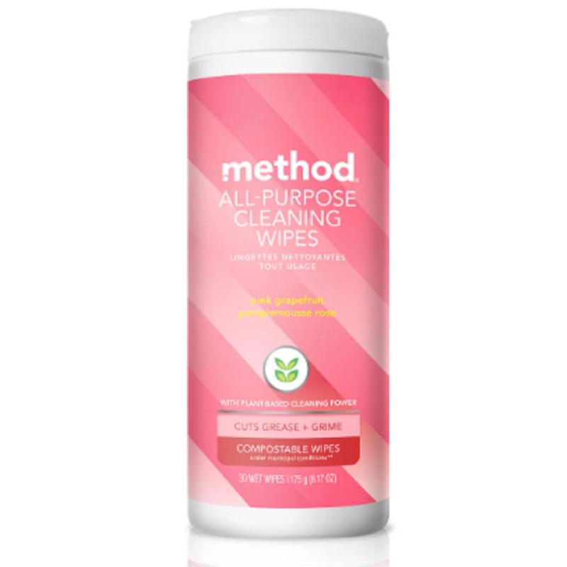 Méthode, Method Pink Grapefruit Scent All Purpose Cleaner Wipes 6.17 oz (Pack de 6).