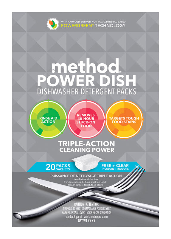 Méthode, Method Power Dish Free & Clear Scent Pods Détergent pour lave-vaisselle 20 pk