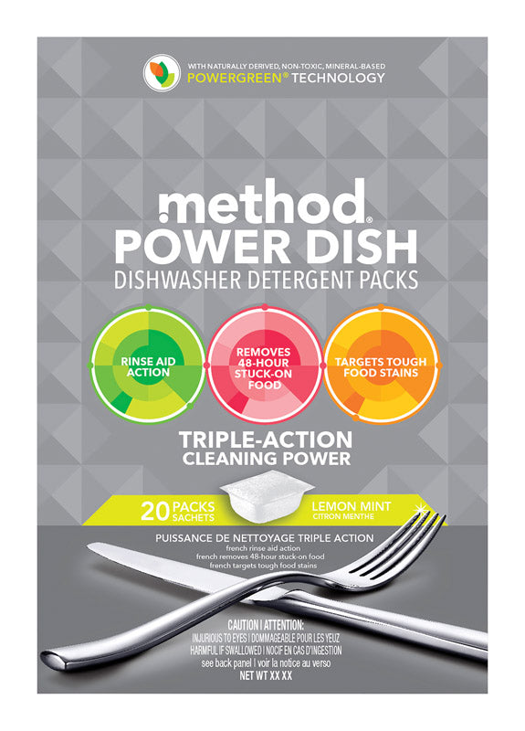 MÉTHODE PROD, Method Power Dish Lemon Mint Scent Pods Détergent pour lave-vaisselle 20 oz