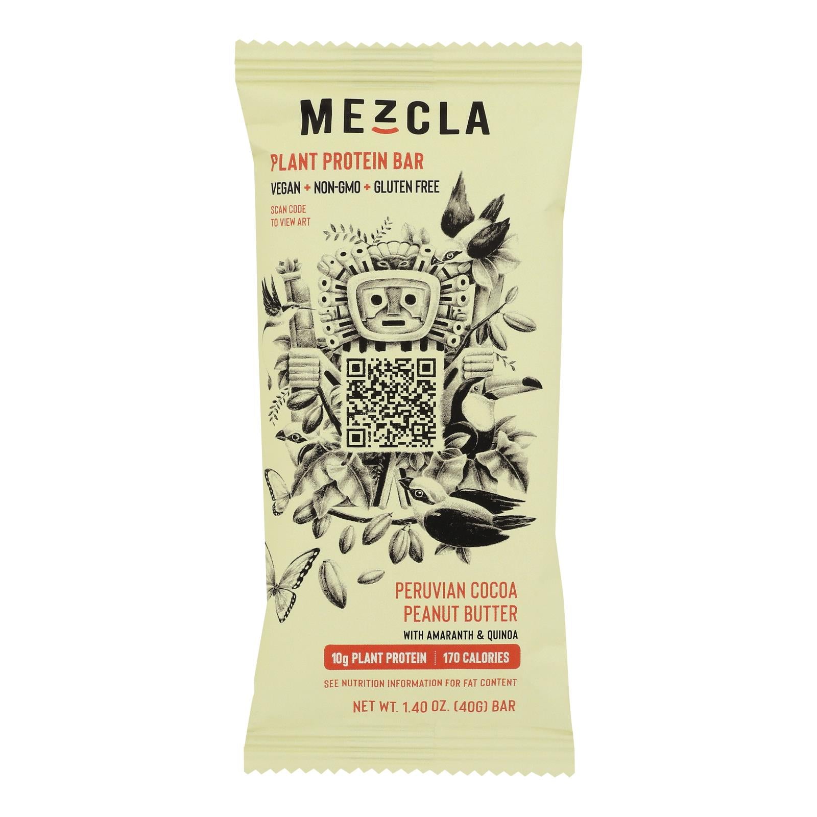 MEZCLA, Mezcla - Prot Bar Pérou Cacao Beurre de Cacahuète - Carton de 15-1.4 OZ (Pack de 15)