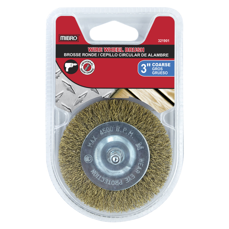 Richelieu America Ltd., Mibro 3 in. Brosse métallique grossière en acier recouvert de laiton 4500 rpm 1 pc