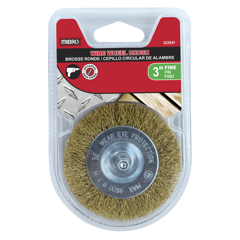 Richelieu America Ltd., Mibro 3 in. Fine Wire Wheel Brush Brass Coated Steel 4500 rpm 1 pc