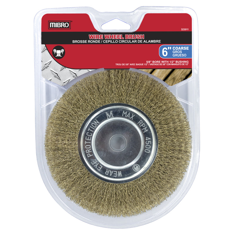 Richelieu America Ltd., Mibro 6 in. Brosse métallique grossière en acier recouvert de laiton 4500 rpm 1 pc