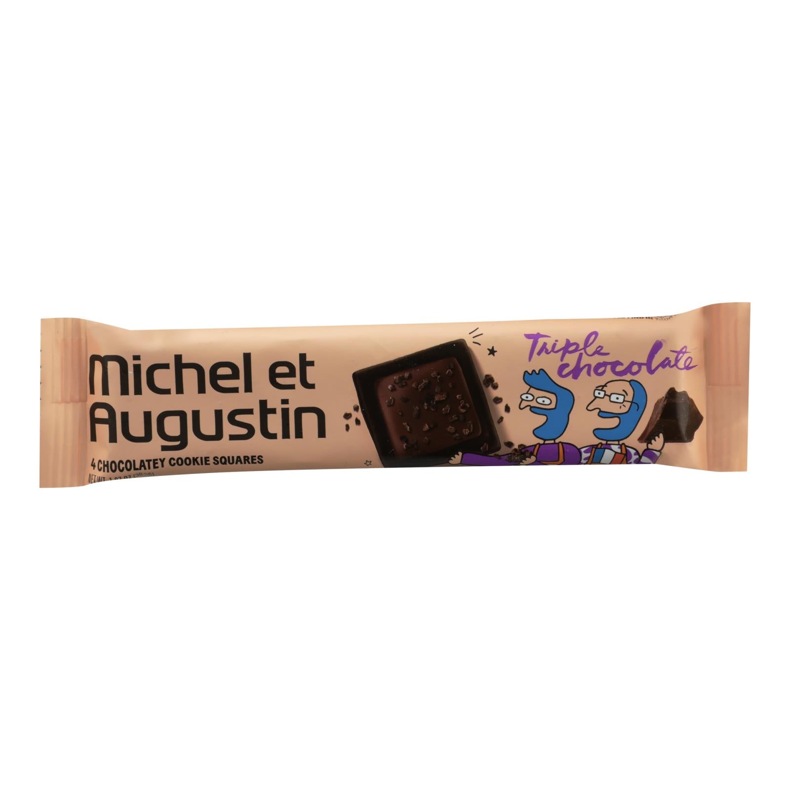 Michel Et Augustin, Michel Et Augustin - Carrés de biscuits au chocolat Triplé - Caisse de 18 - 1.07 OZ (Paquet de 18)