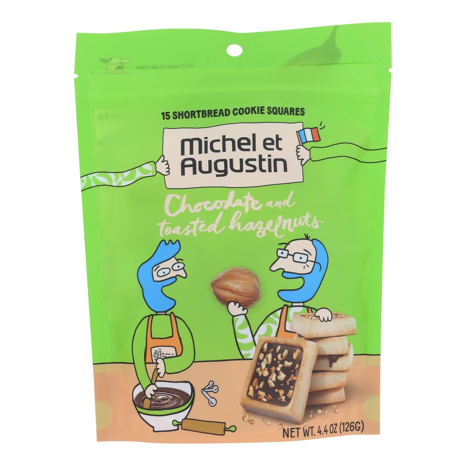 Michel Et Augustin, Michel Et Augustin - Cookie Chocolat Noisette 15 Sq - Caisse de 6 - 4.4 OZ (Pack de 6)