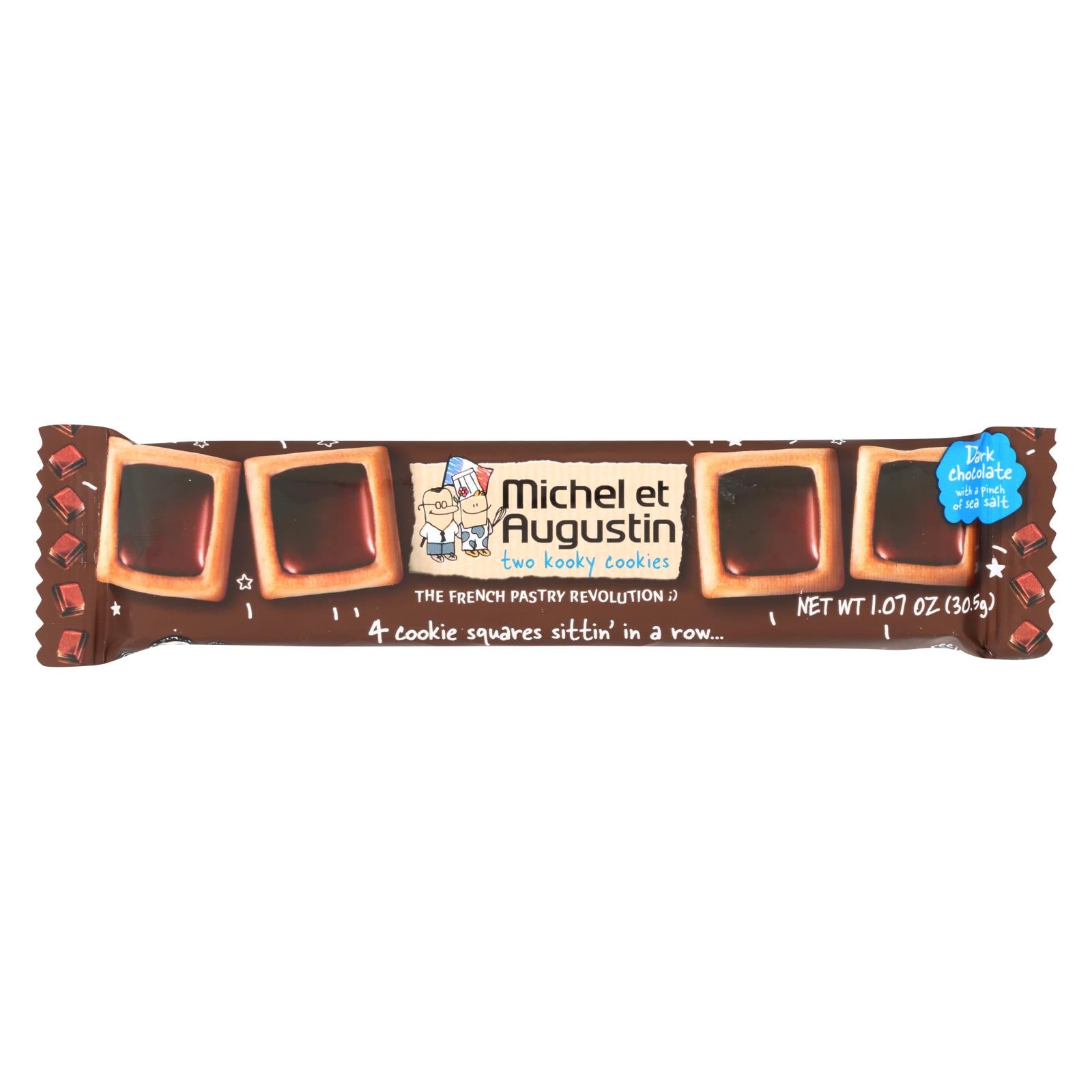 Michel Et Augustin, Michel Et Augustin carrés de biscuits au chocolat noir - caisse de 18 - 1.07 OZ (paquet de 18)