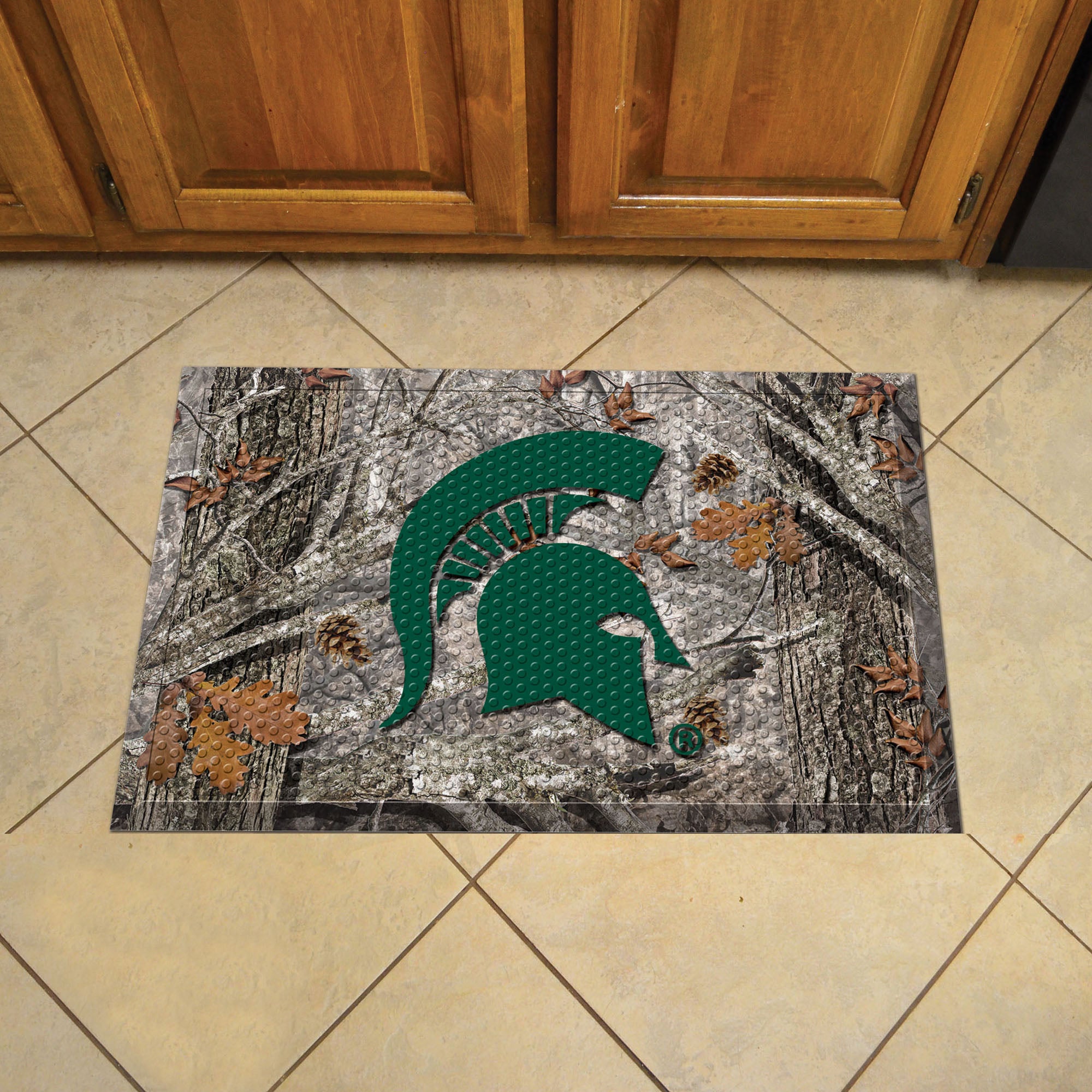 FANMATS, Michigan State University Camo Camo Rubber Scraper Door Mat (tapis de porte en caoutchouc)