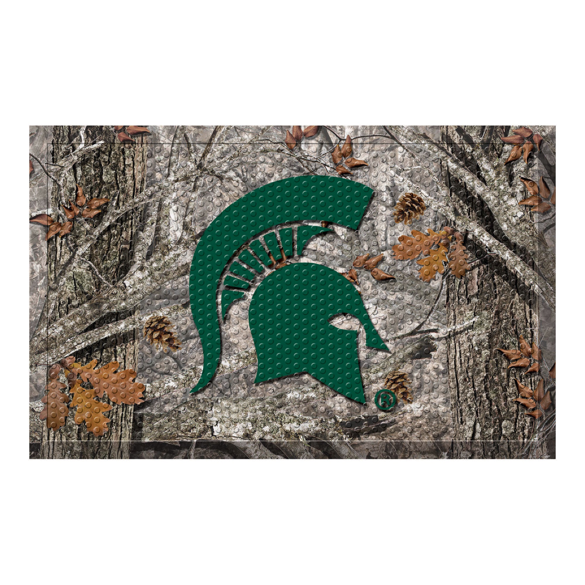 FANMATS, Michigan State University Camo Camo Rubber Scraper Door Mat (tapis de porte en caoutchouc)