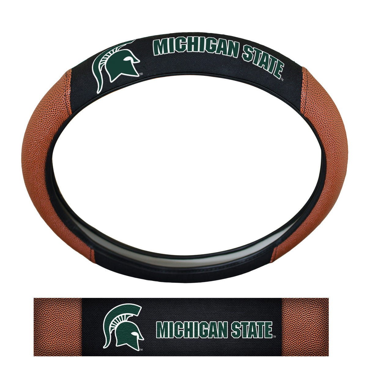 FANMATS, Michigan State University Football Grip Steering Wheel Cover 15" Diameter