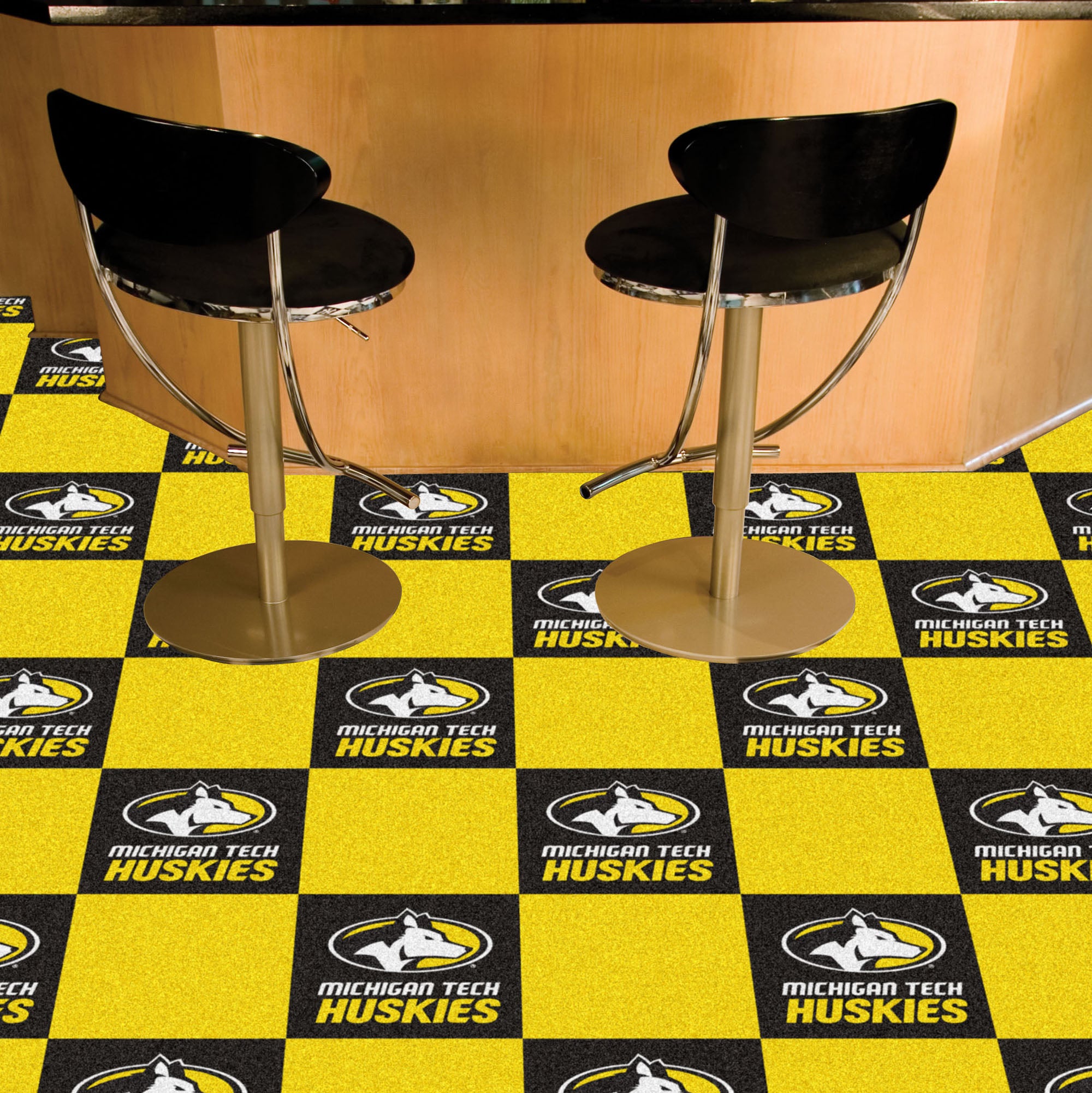 FANMATS, Michigan Tech University Team Tapis en dalles - 45 Sq Ft.