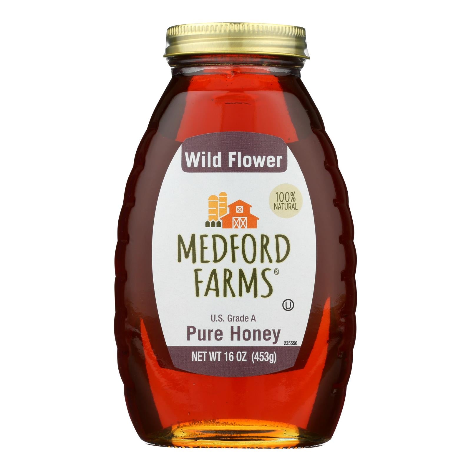 Fermes de Medford, Miel de Medford Farms - fleurs sauvages - caisse de 12 - 16 oz (paquet de 12)