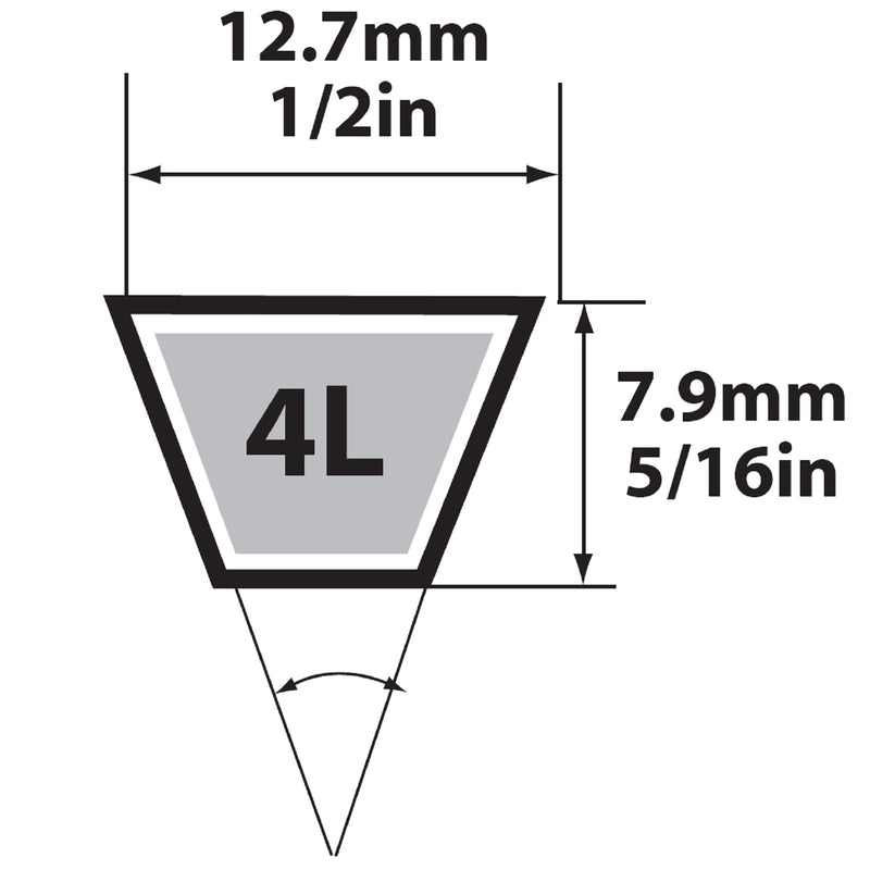 MBL USA, Mitsuboshi FHP 4L280 Courroie trapézoïdale d'utilité générale 0.5 in. W X 28 in. L pour moteurs à puissance fractionnaire