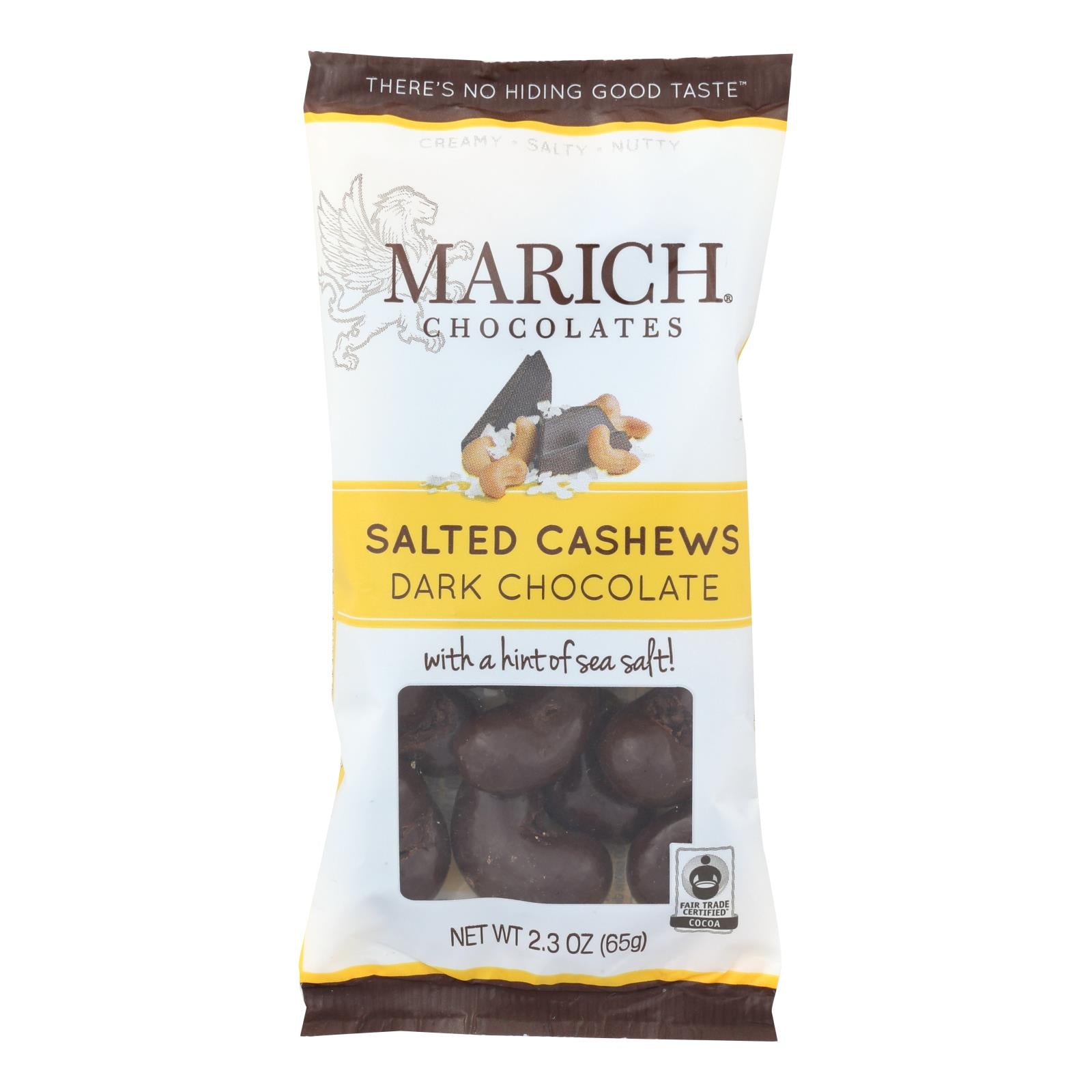 Marich, Noix de cajou au chocolat noir et au sel de mer Marich - Caisse de 12 - 2.3 OZ (Paquet de 12)