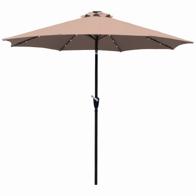 J&J Global Llc, Parapluie de marché avec lumières LED, Beige, 9-Ft.