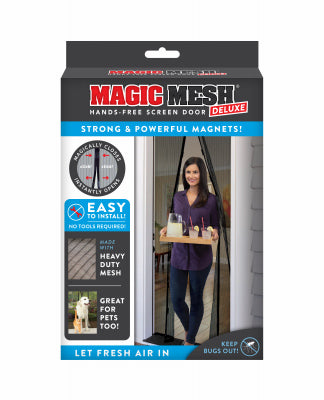 GROUPE MARKETING ALLSTAR, Porte moustiquaire magnétique mains libres Magic Mesh As Seen On TV Black Mesh 83 in. H x 39 in. W