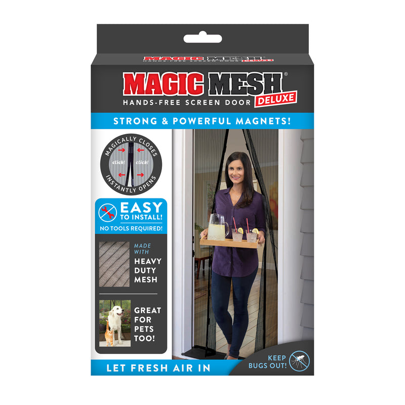 GROUPE MARKETING ALLSTAR, Porte moustiquaire magnétique mains libres Magic Mesh As Seen On TV Black Mesh 83 in. H x 39 in. W