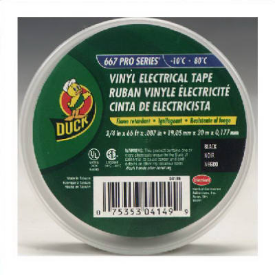 SHURTAPE TECHNOLOGIES LLC, Ruban électrique en vinyle noir Duck 3/4 po. W x 66 ft. L Ruban électrique noir en vinyle (paquet de 12)