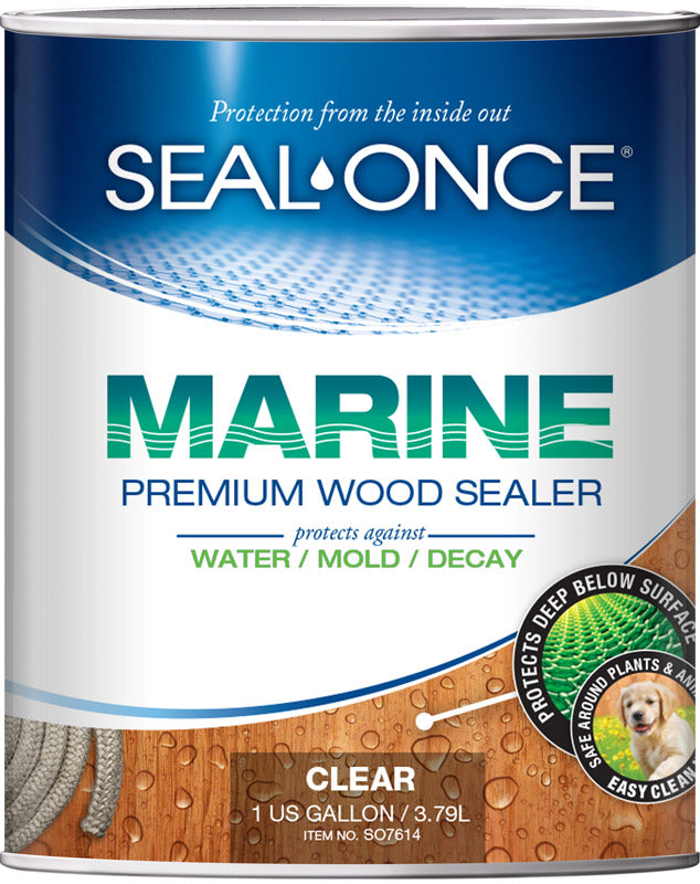 UC COATINGS LLC, Seal-Once Marine Flat Clear Water-Based Premium Wood Sealer 1 gal (Pack of 4).