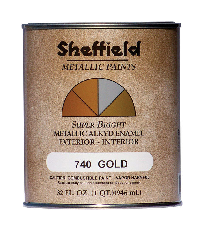 SHEFFIELD BRONZE PAINT CORP, Sheffield Gloss Gold Medium Base Exterior/Interior Metallic Painting 400 sq. ft. Coverage 1 qt.