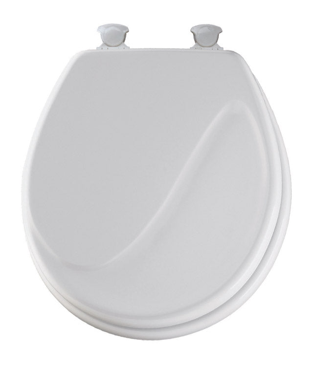 BEMIS MANUFACTURING CO, Siège de toilette Mayfair rond en bois moulé blanc