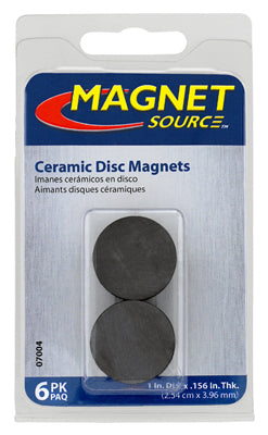 MASTER MAGNETICS INC, Source d'aimant .156 in. L X .97 in. W Black Disc Magnets 0.8 lb. pull 6 pc