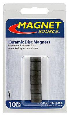 MASTER MAGNETICS INC, Source d'aimant .187 in. L X .5 in. W Black Disc Magnets 0.5 lb. pull 10 pc