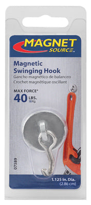 MASTER MAGNETICS INC, Source d'aimant .225 in. L X 1.125 in. W Silver Magnetic Hook 40 lb. pull 1 pc