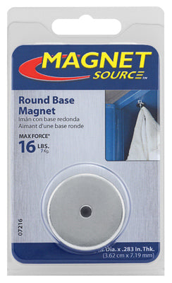 MASTER MAGNETICS INC, Source d'aimant .283 in. L X 1.42 in. W Silver Round Base Magnet 16 lb. pull 1 pc