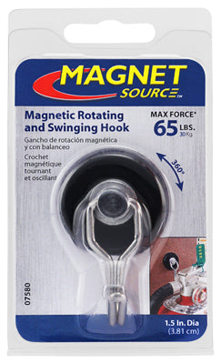 MASTER MAGNETICS INC, Source d'aimant .29 in. L X 1.5 in. W Black Rotating Magnetic Hook 65 lb. pull 1 pc