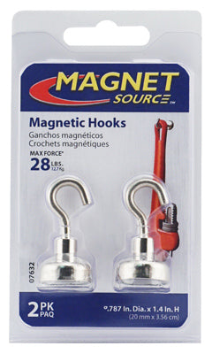 MASTER MAGNETICS INC, Source magnétique 1.4 in. L X .787 in. W Silver Magnetic Hook 28 lb. pull 2 pc