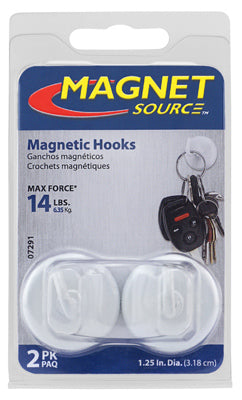 MASTER MAGNETICS INC, Source magnétique 1.4 in. L X 1.25 in. W White Magnetic Hooks 14 lb. pull 2 pk