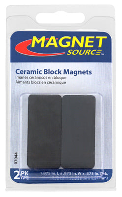 MASTER MAGNETICS INC, Source magnétique 1.875 in. L X .875 in. W Black Block Magnets 3 lb. pull 2 pc