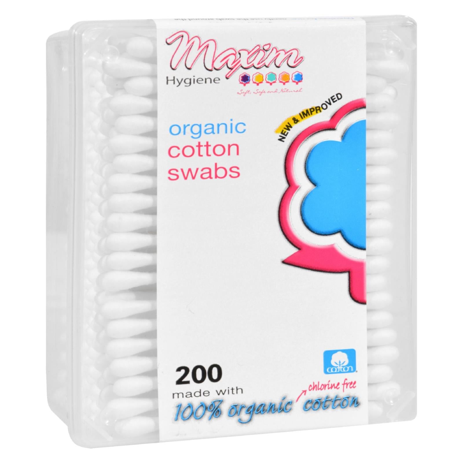 Produits d'hygiène Maxim, Tampons en coton biologique de Maxim Hygiene Products - Boîte d'allumettes - 200 unités