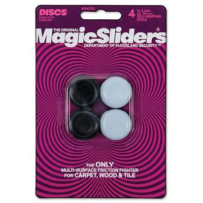 COULISSEAUX MAGIQUES, Toboggan en plastique adhésif Magic Sliders Gray 1 in. Glissière de plancher en plastique adhésif 4 pk